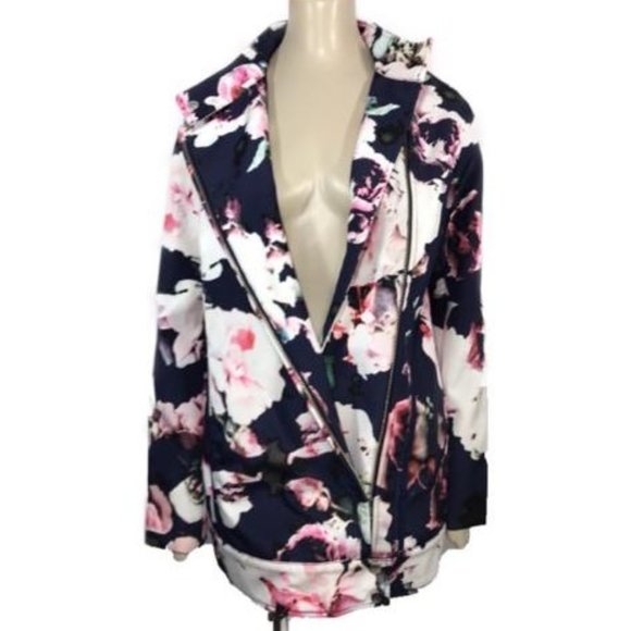 FINDERS KEEPERS Jacket, exclusive print floral multicolor/navy base, Sz S, NWT